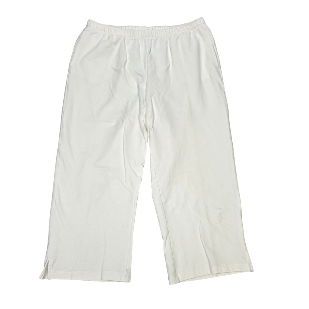 Ruby Rd Pull On Capri Pants Women's Size S White Elastic Waistband Cotton Blend